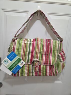Striped Pink & Green Diaper Bag